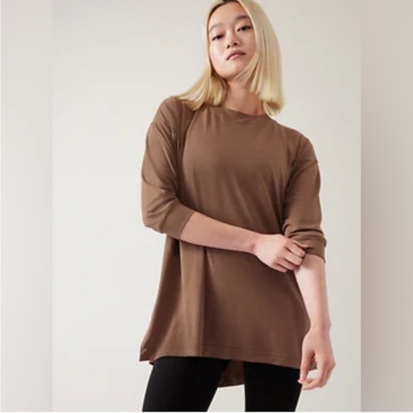 Athleta Womens Inspire Tunic Top Brown Workout Loungewear Athletic Travel - Picture 1 of 9